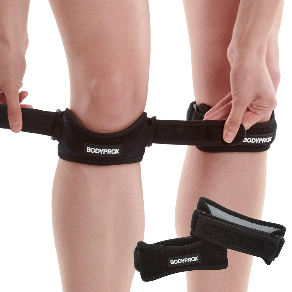 Bodyprox Patella Tendon Knee Strap 2 Pack, Pain Relief One Size, black
