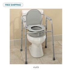 3 In 1 Commode Folding Bedside Commode Over Toilet Lifted Seat, Folds For Travel