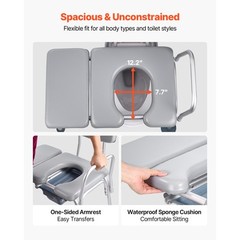 4-in-1 Bedside Commode Chair Raised Toilet Seat 500 lbs Adjustable Height