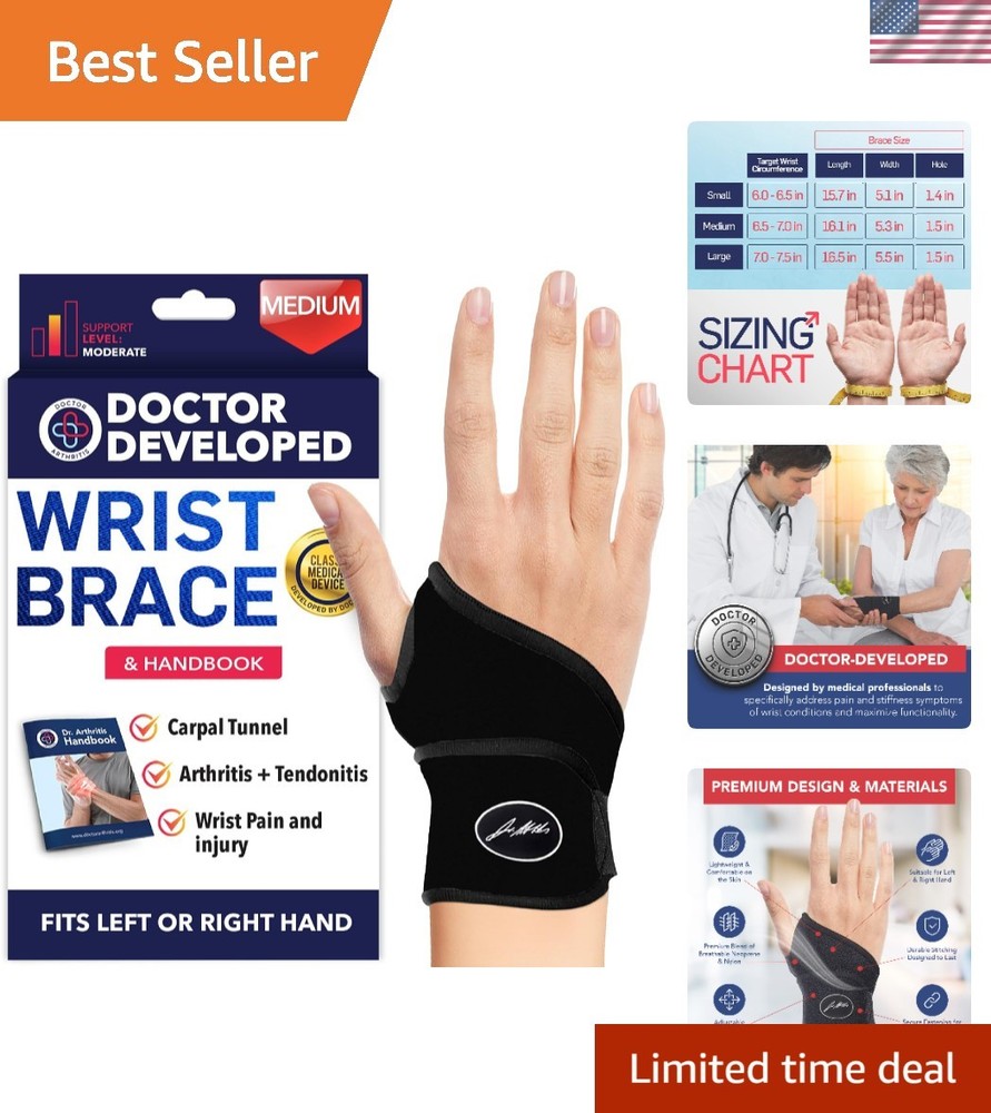 Breathable Wrist Wrap for Arthritis and Tendonitis – Exercise Handbook Included