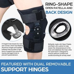 Knee Brace Compression Sleeve Hinged Joint Support Open Patella Stabilizer Wrap