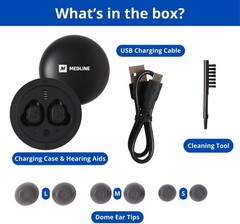 Medline Rechargeable OTC Hearing Aids in-Ear 4 Modes 20hr Battery Life Bluetooth