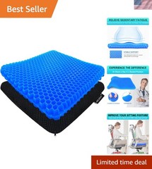 Double Thick Cooling Gel Seat Cushion for Long Sitting – 16.5×14.5 inch Support