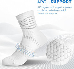Ankle Compression Socks for Women Men Plantar Fasciitis Relief 3/5 Pairs Cushion