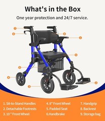Z51 Rollator Walkers with Seat Blue
