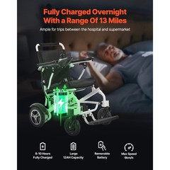Foldable Electric Wheelchair Mobility Power Wheelchair Aluminum Alloy 300lbs