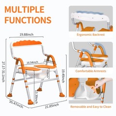 Foldable Shower Chair for Inside Shower Non-Slip Portable Shower Seat, Orange