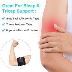GenetGo Bicep & Tricep Tendonitis Brace Compression L/XL Width-4″, Black