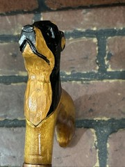 Rottweiler Walking stick Wood dog Hand carved handle Handmade wooden cane