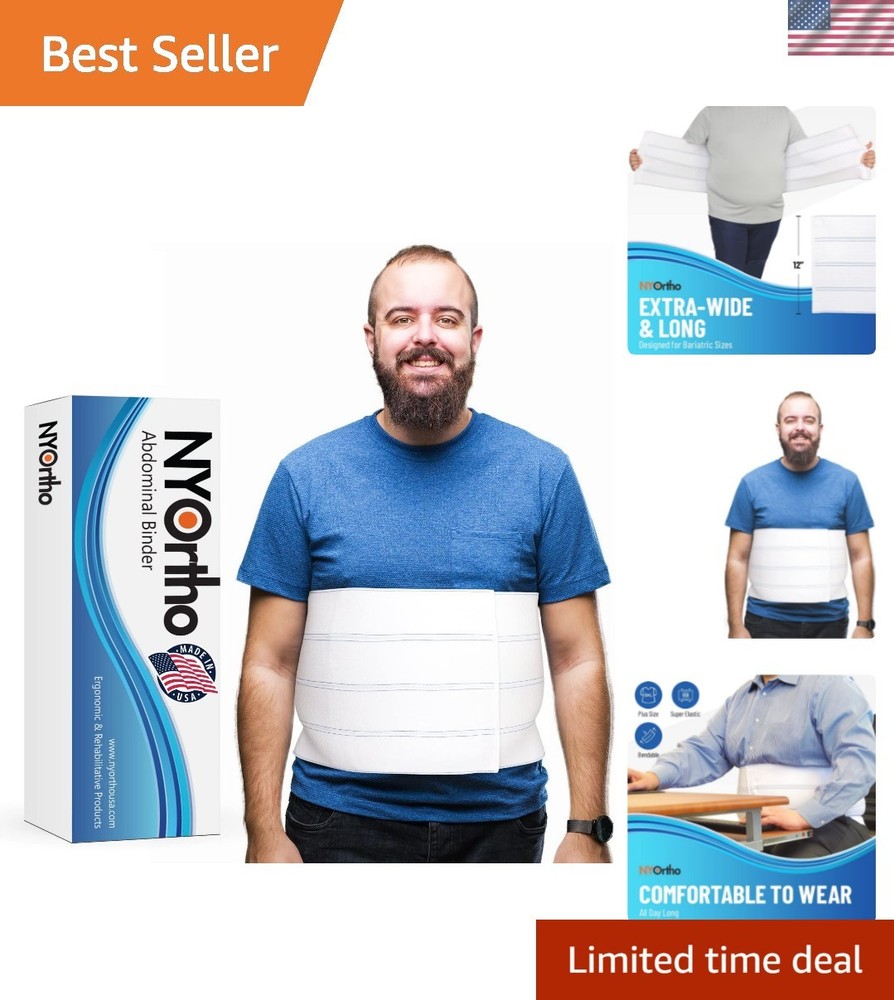 Bariatric Abdominal Binder,12-Inch Wide Elastic Belly Wrap for Plus-Size Men …