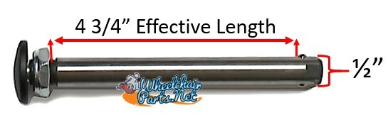 1/2″ x 4 3/4″ Quick release axle for wheelchairs, BIG button