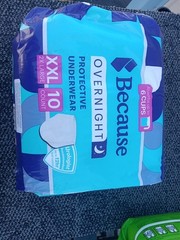 Because Overnight Protective Underwear XXL 10 Count NIP FREE SHIPPING E3