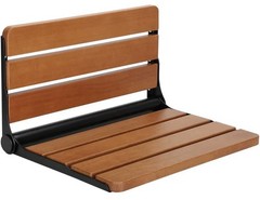 Flngr 16in Wall Mounted Folding Shower Seat Teak Wood 400lb Capacity Bench