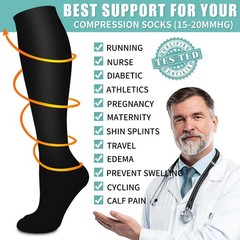 New COMPRESSION SOCKS 6 PAIRS Unisex L / XL Circulation Support Multi Color Pack