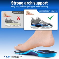 Plantar Fasciitis Insoles: Arch Mens 10-10.5Womens 12-12.5(290mm), Blue
