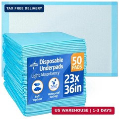 Medline Light Absorbency Underpad, 23″ x 36″, 50 Count, Disposable Bed, Furnitur