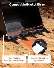 46in Q235 5-Tooth Curved Bucket Tooth Bar, 4560lb, Easy Bolt-On Install