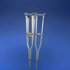 Adjustable Height Underarm Crutches Pair Gray/Silver Aluminum w/ Pads, Grip