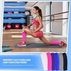 6 Pairs Calf Compression X-Large, White, Black, Gray, Blue, Blue Purple, Pink