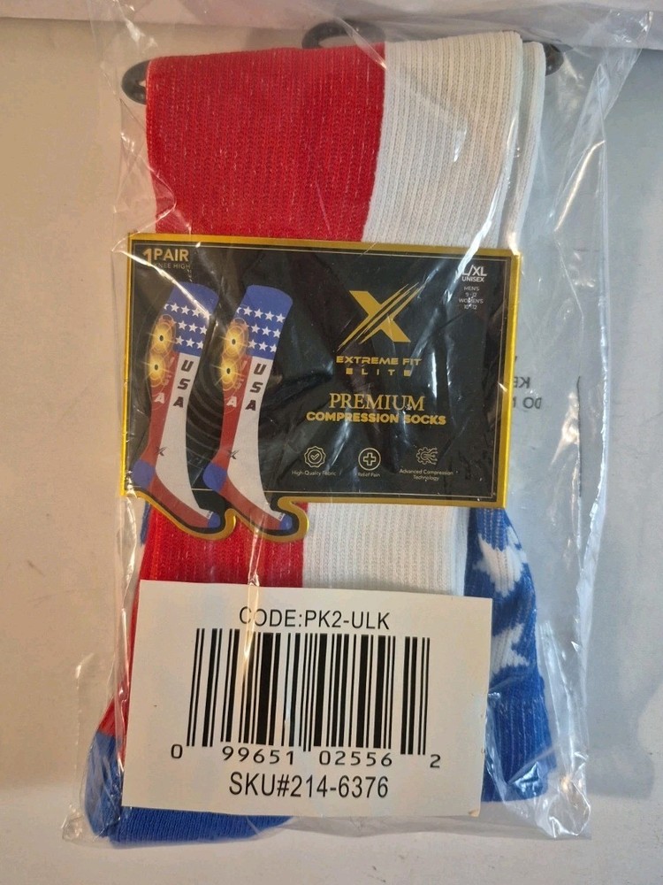 USA Design-Extreme Fit Elite Compression Socks L/XL Graduated 15-20 mmHg-NEW
