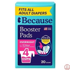 Adult Incontinence Booster Pads for Women & Men – Overnight Absorbency – 20ct
