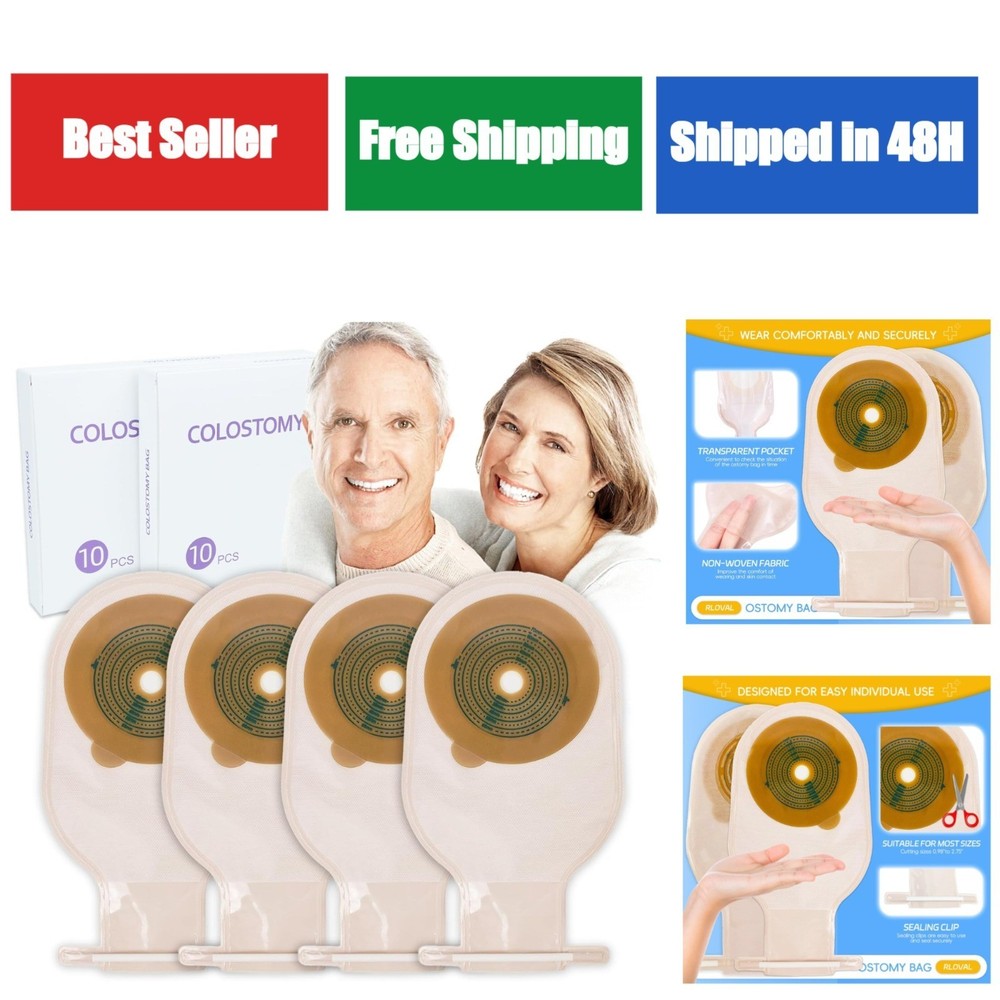 RLOVAL 20 PCS Colostomy Bags, Drainable Pouches for Stoma Care