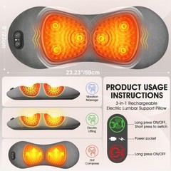 3-In-1 Update Rechargeable Electric Lumbar Support Pillow,Triple Fusion Back …