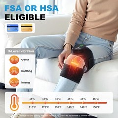 Electric Heated Knee Massager, 3-in-1 Cordless Knee Brace with Heat and Massage