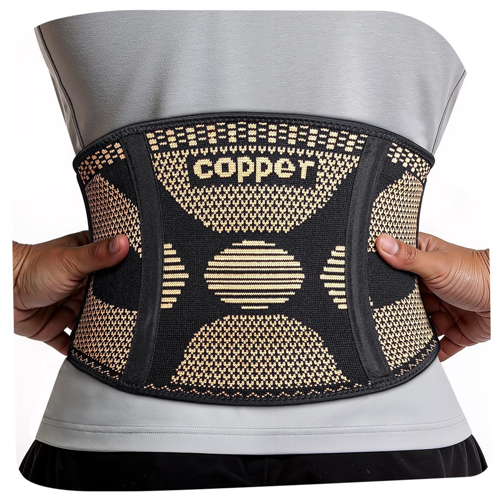 Copper Back Braces for Lower Back Pain, Breathable Lumbar Support Belt for Me…