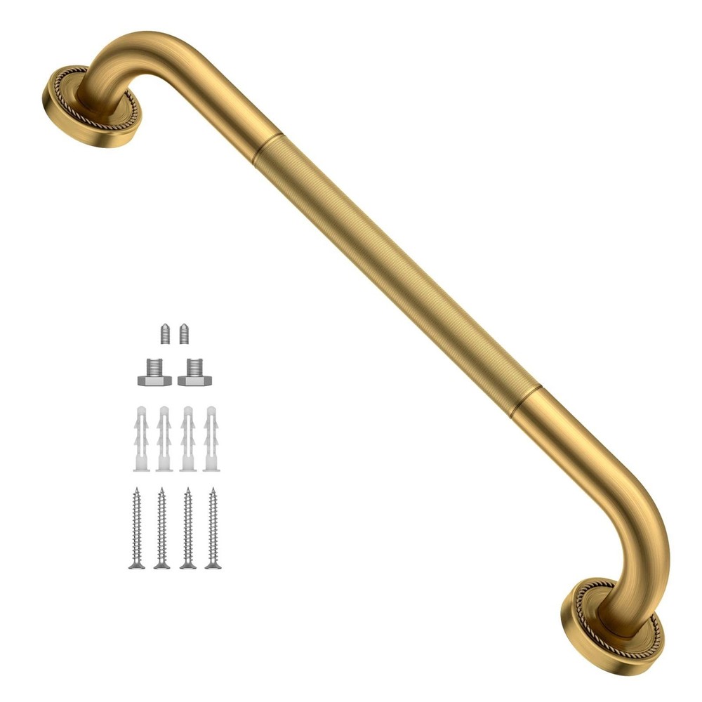 20 Inch Anti Slip Antique Brass Shower Grab Bar – Bathroom Safety Rail Handicap