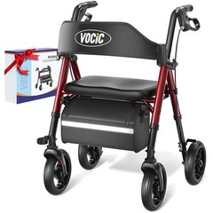 Lightweight Rollator Walker with Seat, 350lb Capacity