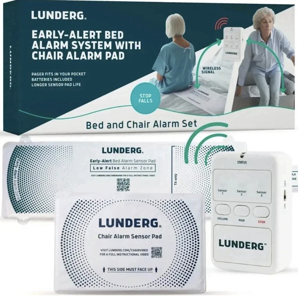Lunderg Bed and Chair Alarm Pad System Wireless Early Alert Sensor Pad NEW!