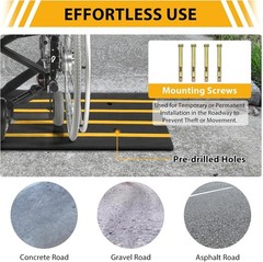 2 Pack 48in Rubber Curb Ramp Heavy Duty Driveway Car Gutter Bridge Ramp Low Prof