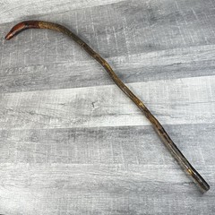 Natural Hardwood Walking Stick Cane Rustic Handcrafted Hiking Staff 33 Inch Bark