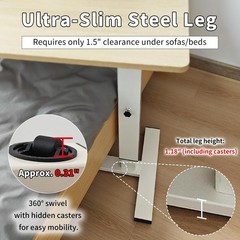 Foldable Overbed Table with Wheels Bedside Desk Espresso