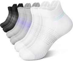 Cushioned Ankle Compression Socks for Women – 6 Pairs in Black, White, Grey