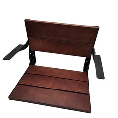 YSLRSM Folding Shower Seat Wall Mounted 20in with Back Arms 400lb Capacity Teak