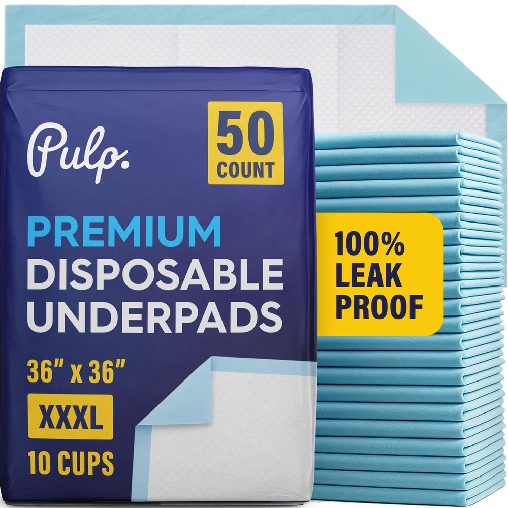 50 x PULP Incontinence Underpads 36″ x 36″ | XXXL Bed Pads Disposable Adult |.