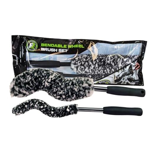 Bendable Brush Set – Unique Adjustable 2-Piece Wheel Brush Set Cleans Black