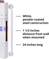 McKesson Wall Grab Bar, White Powder Coated Steel