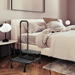 2 Step Stool with Handle Adjustable Handrail Non Slip Heavy Duty for Adults