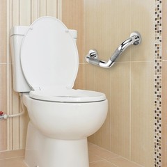 11/4 x 16 Angled Shower Grab Bar For Seniors Knurled SS Polished Nickel Rail