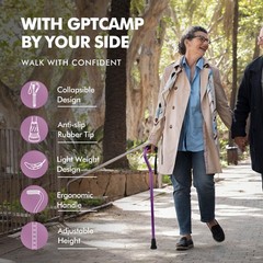 GPTCAMP Walking Cane and Stick for Men 17.32″, -Purple