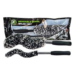 Bendable Brush Set – Unique Adjustable 2-Piece Wheel Brush Set Cleans Black