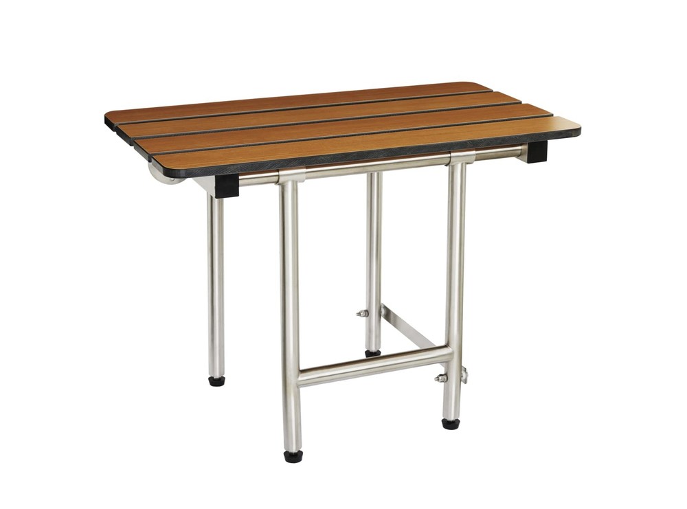 Seachrome 24-inch ADA Folding Shower Seat with Legs, Teak Phenolic 24″,