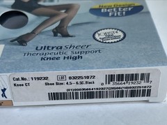 Jobst Ultra Sheer Women 4.5-6.5 Black Knee High Compression Stockings 8-15 mmHg