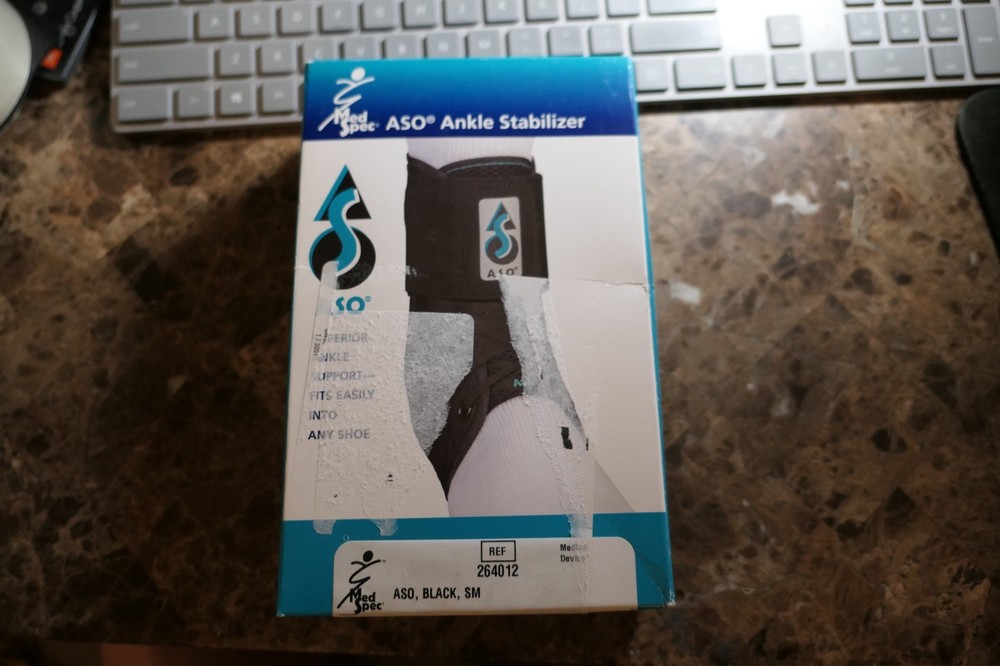 ASO ANKLE STABILIZER BRACE SUPPORT BLACK SMALL #264012 Fits Easily in Shoe