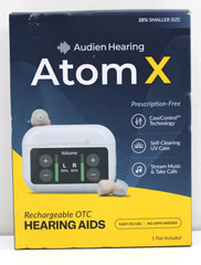 Audien Hearing Atom X Wireless Rechargeable OTC Hearing Aids. NEW