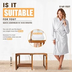 Adjustable Length 29 Inches Shower Stool Bench Chair Waterproof Small 29 IN