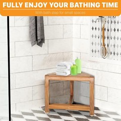Water-Resistant Corner Shower Bench – Easy Assemble 12-Inch Shaving Stool